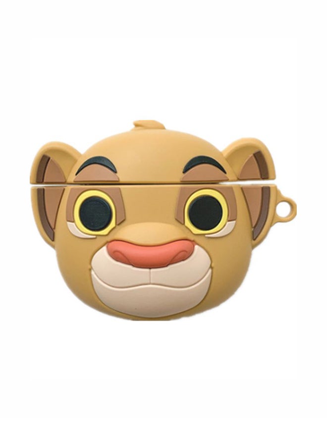 بيوينتي غطاء حماية بنمط أسد مع حلقة لسمّاعات أبل آيربودز 1/2 بيج/أصفر/أسود - Image 1