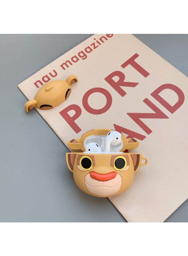 بيوينتي غطاء حماية بنمط أسد مع حلقة لسمّاعات أبل آيربودز 1/2 بيج/أصفر/أسود - Image 2