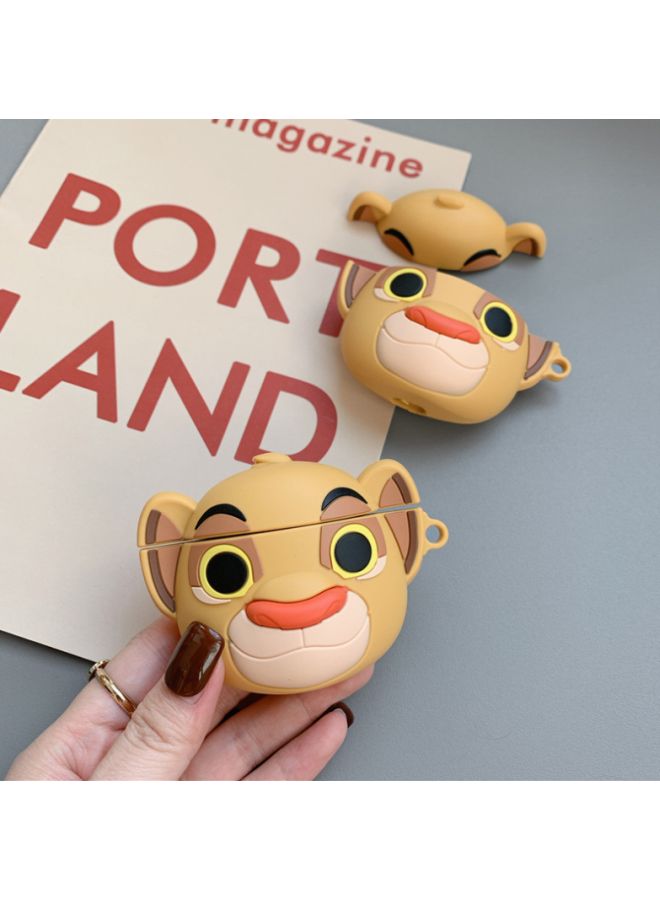 بيوينتي غطاء حماية بنمط أسد مع حلقة لسمّاعات أبل آيربودز 1/2 بيج/أصفر/أسود - Image 3