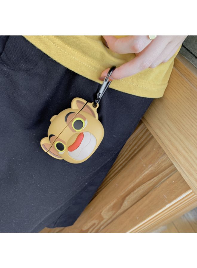 بيوينتي غطاء حماية بنمط أسد مع حلقة لسمّاعات أبل آيربودز 1/2 بيج/أصفر/أسود - Image 5