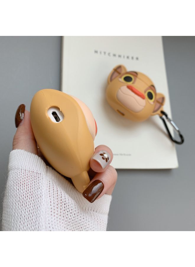 بيوينتي غطاء حماية بنمط أسد مع حلقة لسمّاعات أبل آيربودز 1/2 بيج/أصفر/أسود - Image 4