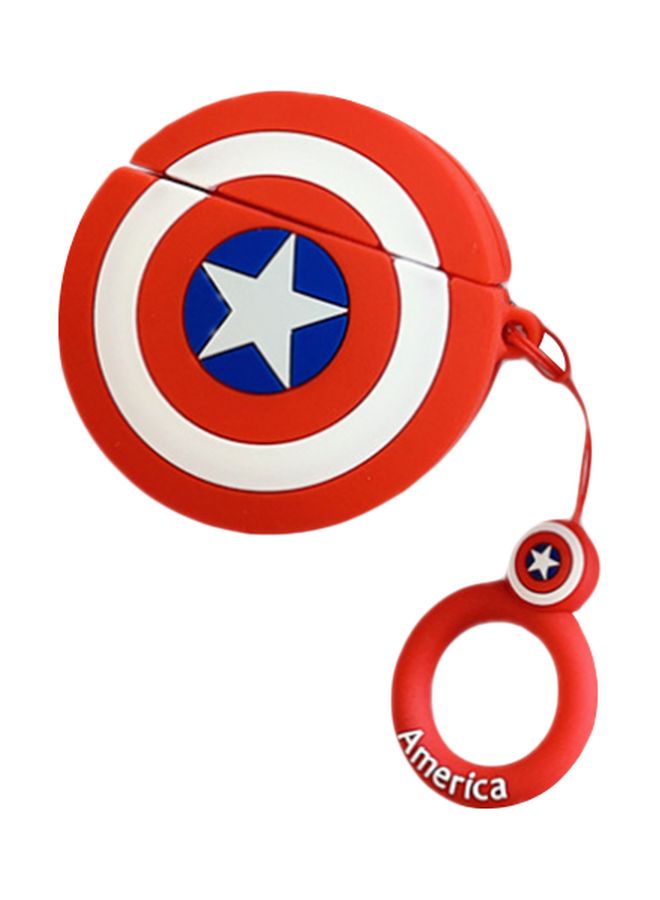 بيوينتي غطاء حماية بنمط كابتن أمريكا مع حلقة لسمّاعات أبل آيربودز 1/2 أحمر/أبيض/أزرق - Image 1