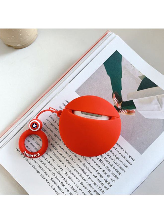 بيوينتي غطاء حماية بنمط كابتن أمريكا مع حلقة لسمّاعات أبل آيربودز 1/2 أحمر/أبيض/أزرق - Image 4