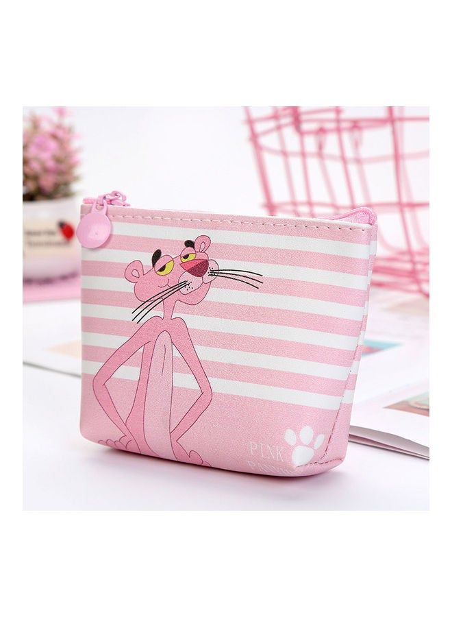 Cartoon Patterned Zipper Purse Coin Bag Pink/White - Image 1