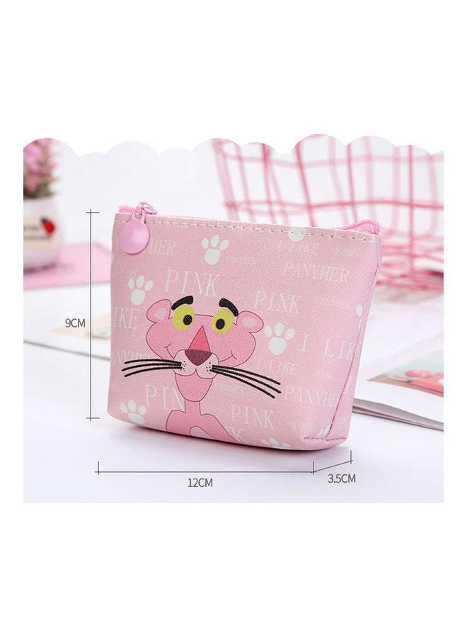 Cartoon Patterned Zipper Purse Coin Bag Pink/White - Image 4