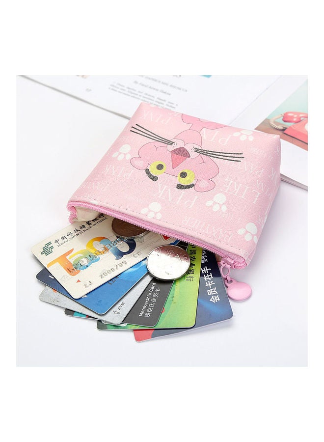 Cartoon Patterned Zipper Purse Coin Bag Pink/White - Image 3