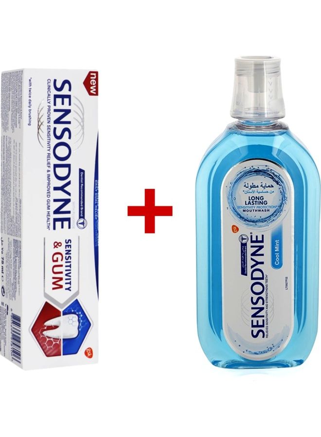 Sensodyne Cool Mint Mouthwash And Gum Toothpaste White 500ml  - Image 1