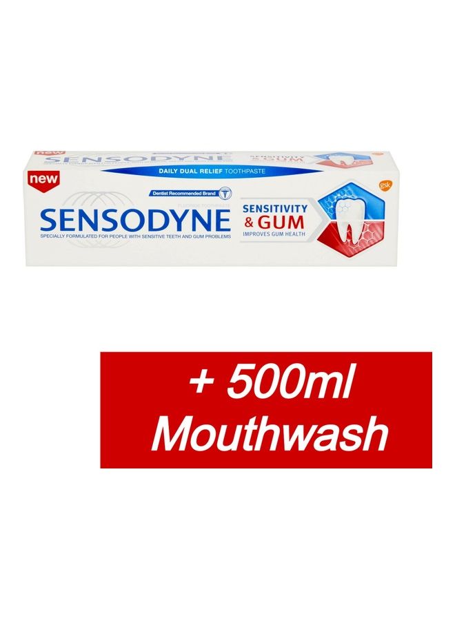 Sensodyne Cool Mint Mouthwash And Gum Toothpaste White 500ml  - Image 2