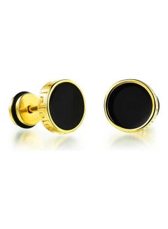 Man Fashion Titanium Earbob Ear Studs Cool Flat Round Shape Earrings - v1602769976/N41214118A_1