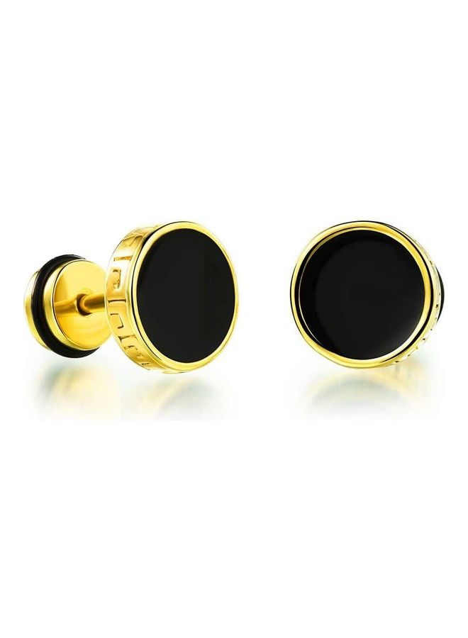 Man Fashion Titanium Earbob Ear Studs Cool Flat Round Shape Earrings  - Image 1