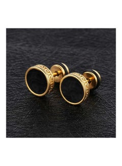 Man Fashion Titanium Earbob Ear Studs Cool Flat Round Shape Earrings - v1602769977/N41214118A_2