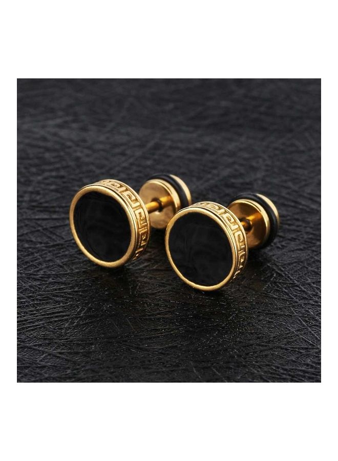 Man Fashion Titanium Earbob Ear Studs Cool Flat Round Shape Earrings  - Image 2