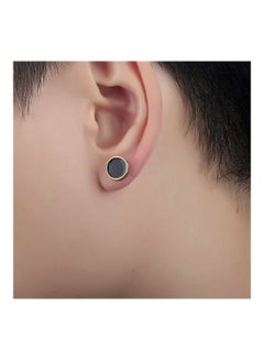 Man Fashion Titanium Earbob Ear Studs Cool Flat Round Shape Earrings - v1602769977/N41214118A_3