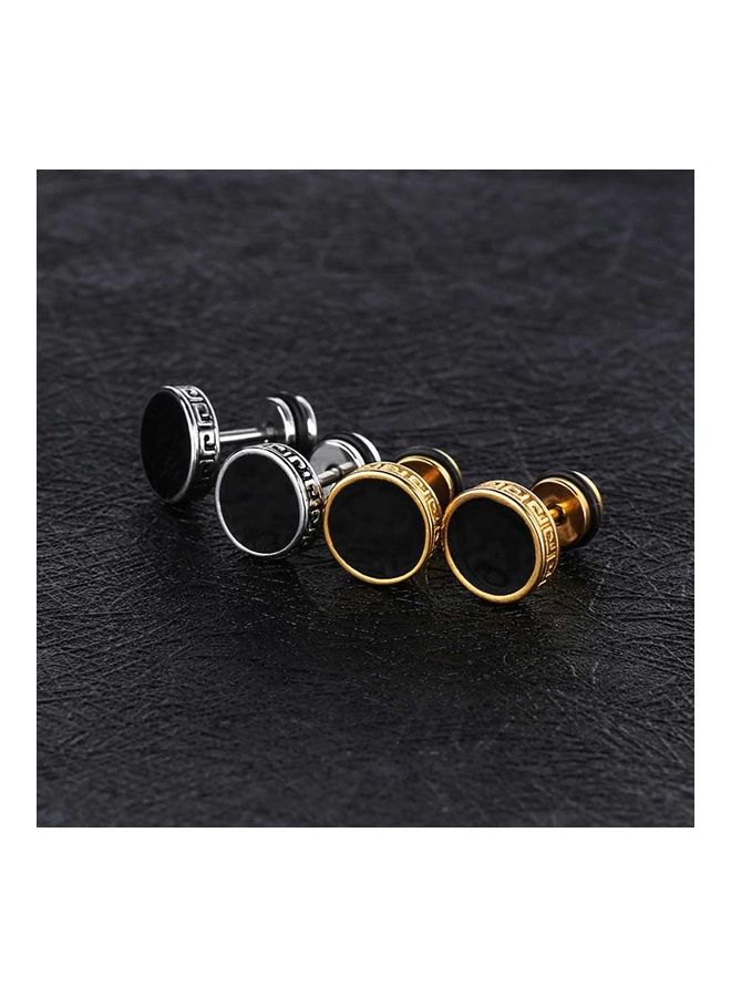 Man Fashion Titanium Earbob Ear Studs Cool Flat Round Shape Earrings  - Image 4