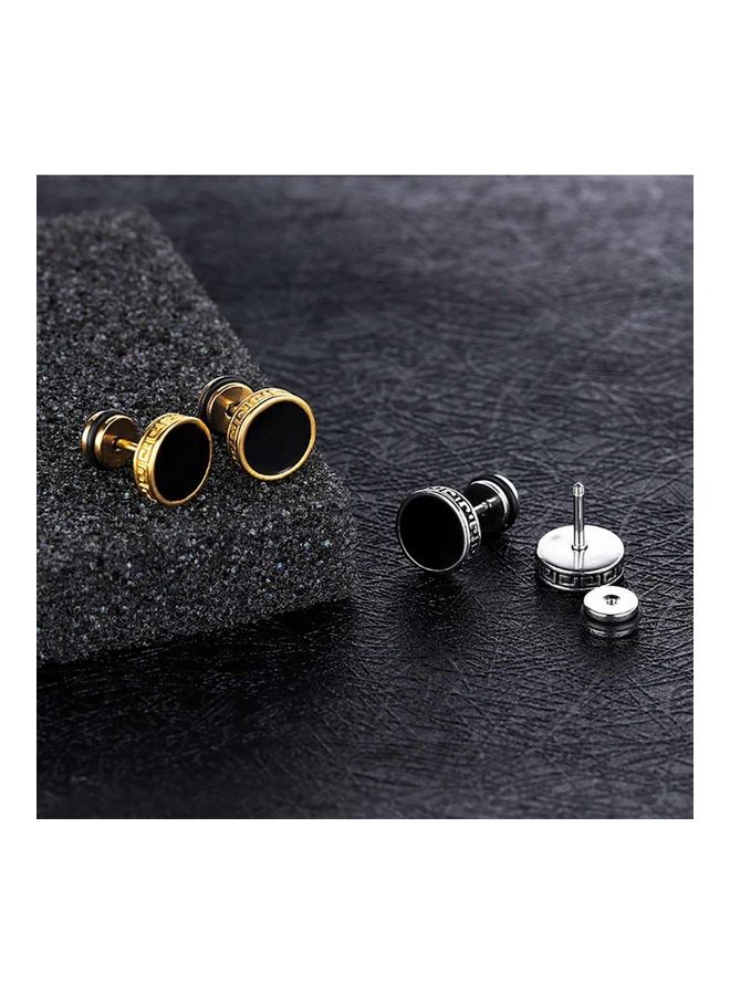 Man Fashion Titanium Earbob Ear Studs Cool Flat Round Shape Earrings  - Image 5