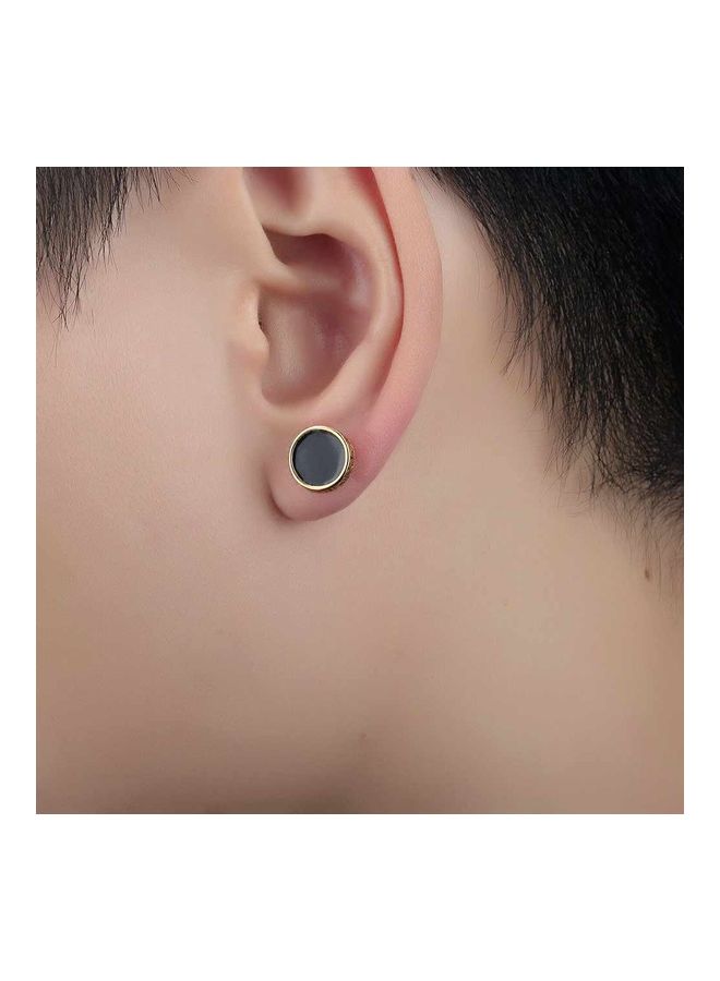 Man Fashion Titanium Earbob Ear Studs Cool Flat Round Shape Earrings  - Image 3