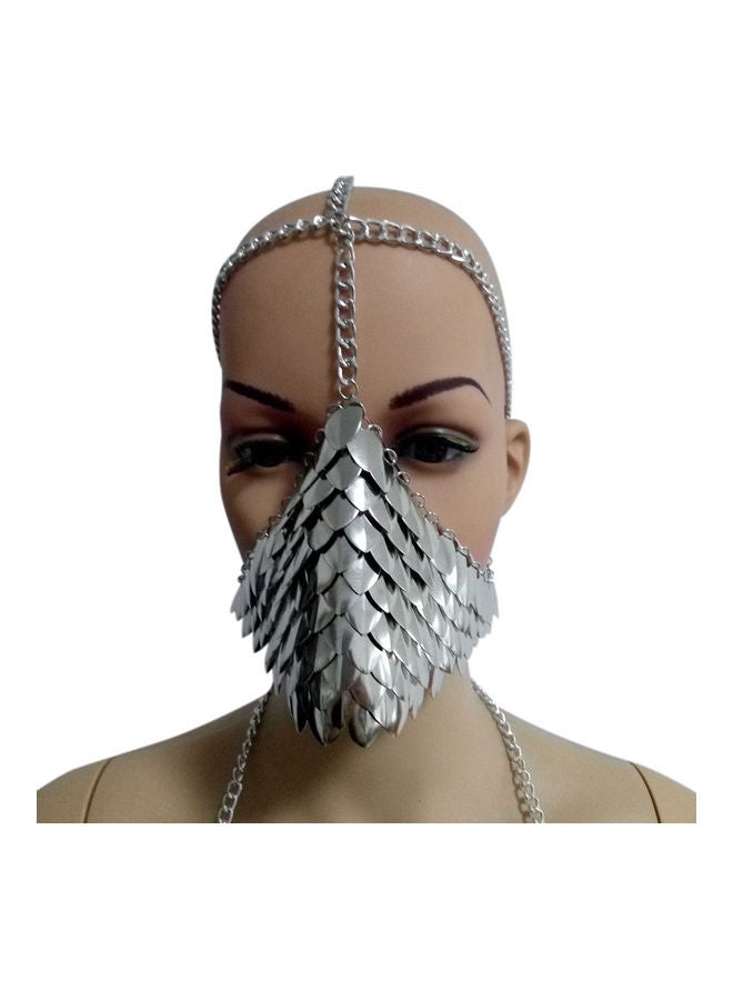 Unique Metal Head Chain Mask Face Jewelry for Halloween Cospaly Party Fancy Dress Ball Gift  - Image 1