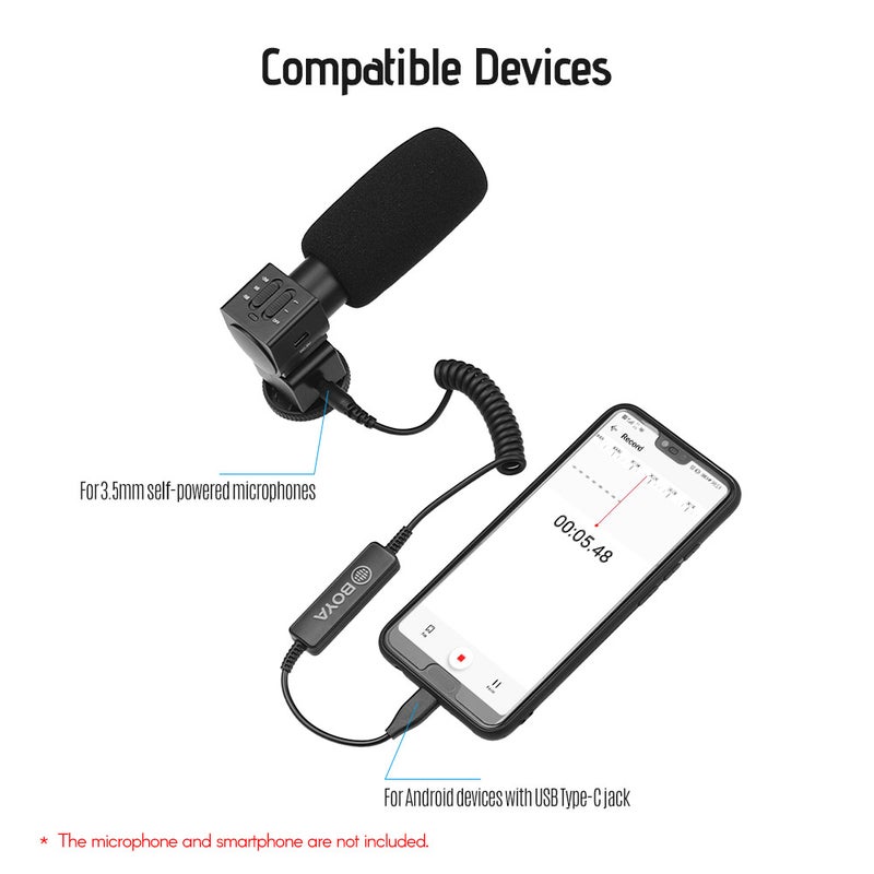 BOYA - 35C-USB C 3.5mm To USB Type-C Connector Audio Cable Black - Image 1