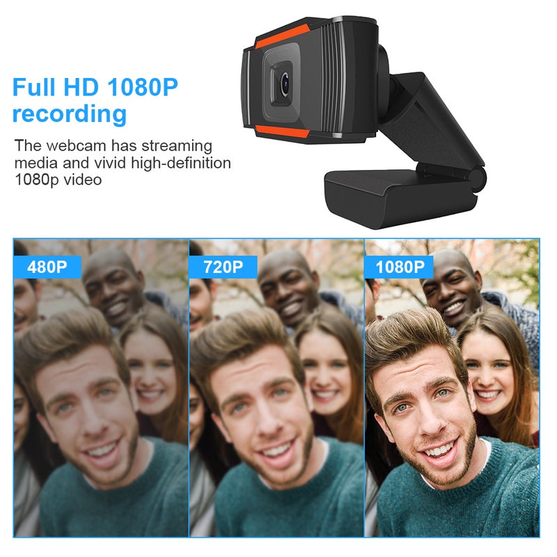 كاميرا ويب بدقة عالية الوضوح 1080 بكسل بزاوية واسعة ومنفذ USB2.0 مزودة بميكروفون أسود - Image 4