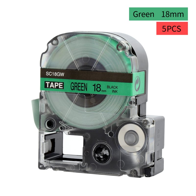 Generic PUTY 5 Rolls Self-Adhesive Black On Green Label Maker Tape Replacement Black on Green  - Image 3