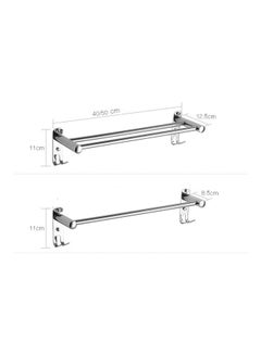 Generic Stainless Steel Bathroom Towel Hanger Silver 40x40x40cm  - Image 3