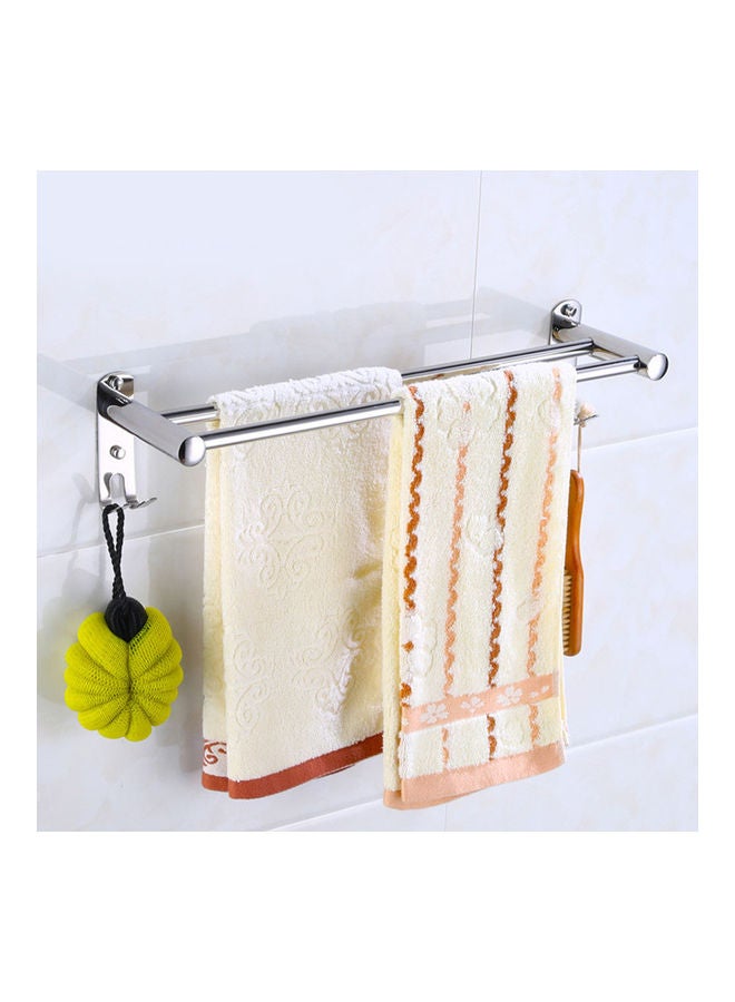 Stainless Steel Bathroom Towel Hanger Silver 40x40x40cm - Image 2
