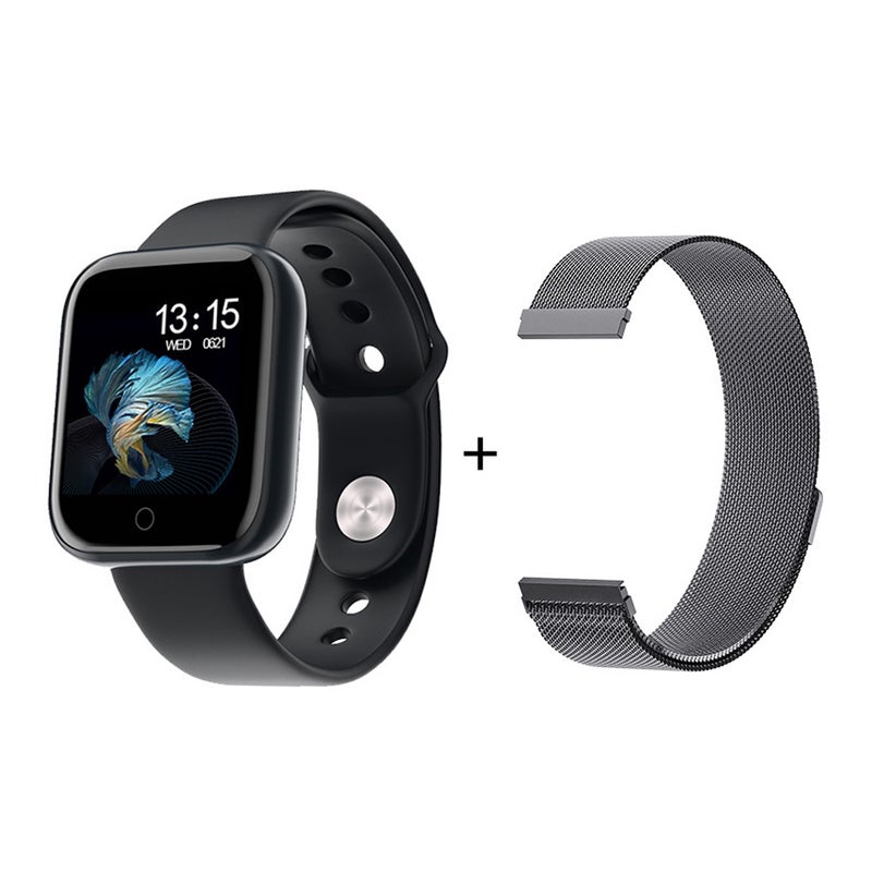 T80S Body Temperature Heart Rate Monitor Fitness Intelligent Watch Black - Image 1