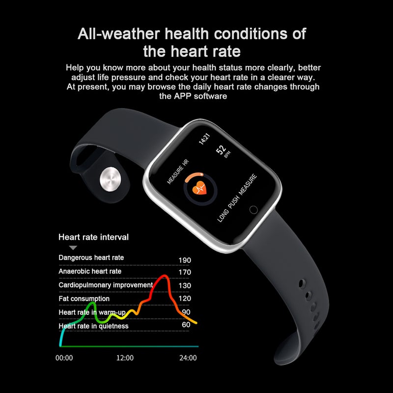 T80S Body Temperature Heart Rate Monitor Fitness Intelligent Watch Black - Image 5