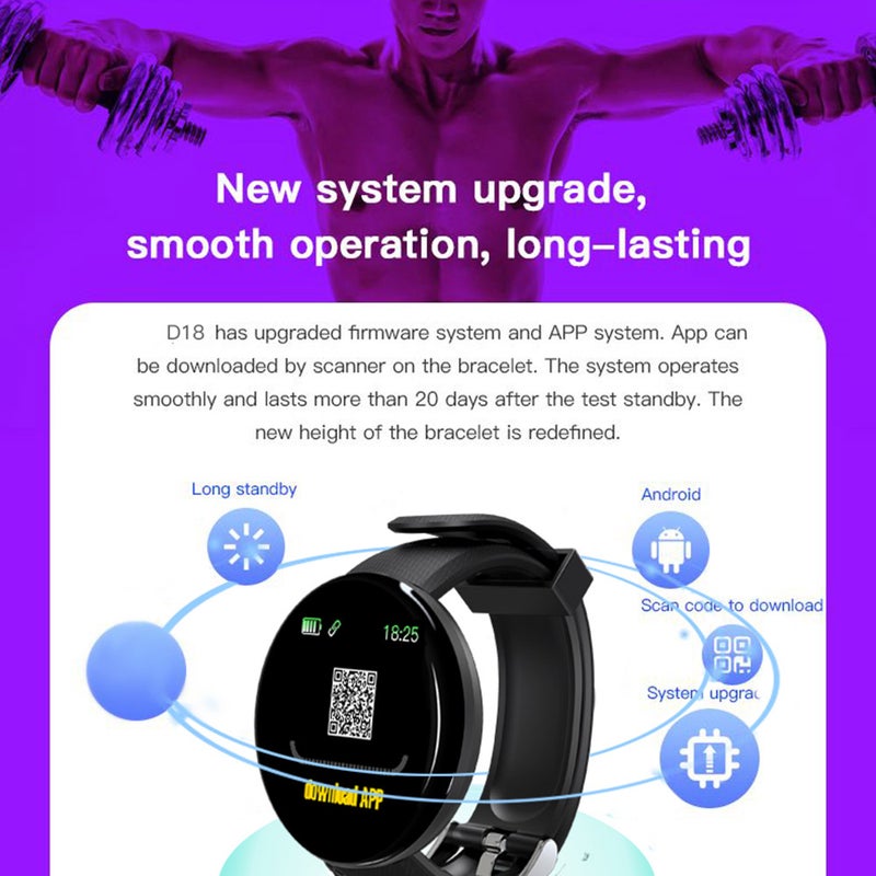 D18 Waterproof Smart Watch Black - Image 3
