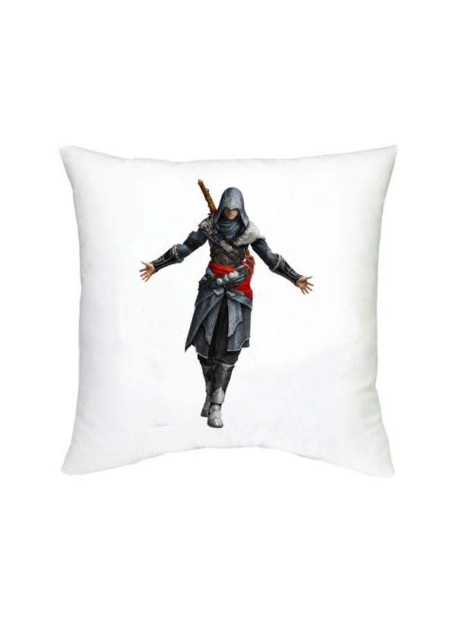 وسادة زينة مطبوع عليها عبارة "Assassins Creed" أبيض/رمادي/أحمر 16x16بوصة