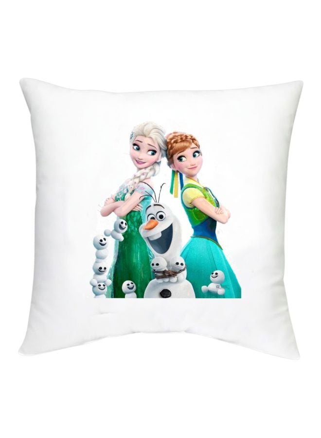 وسادة ديكور بطبعة شخصية من فيلم Frozen أبيض/أزرق/أخضر 16x16بوصة