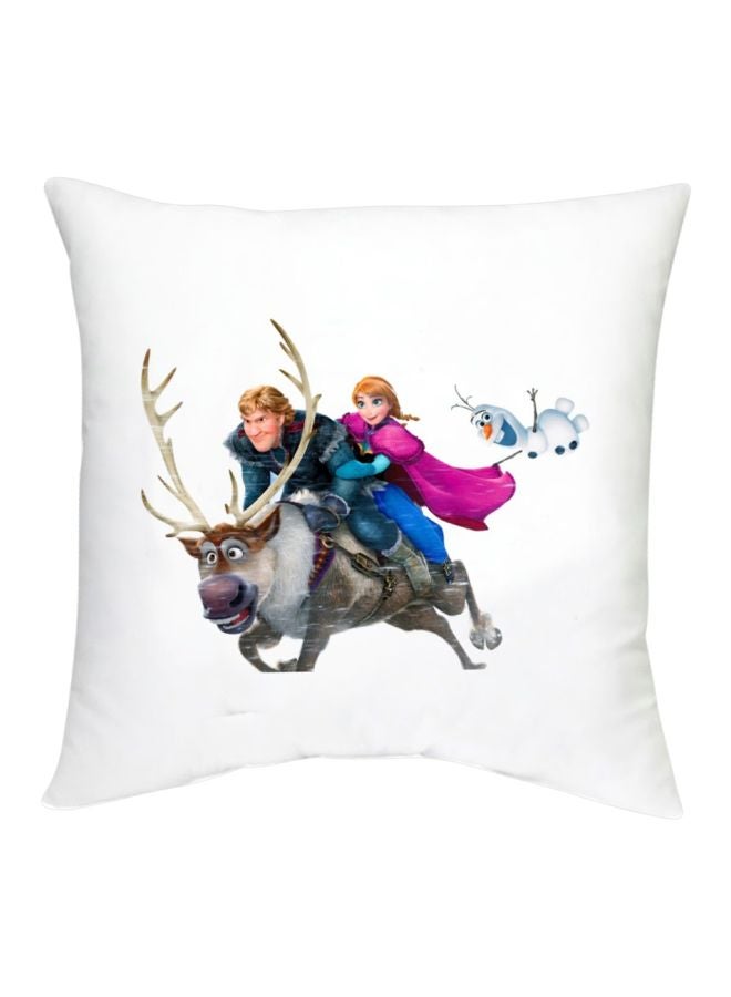وسادة ديكور بطبعة شخصية من فيلم Frozen أبيض / وردي / أزرق 16x16بوصة