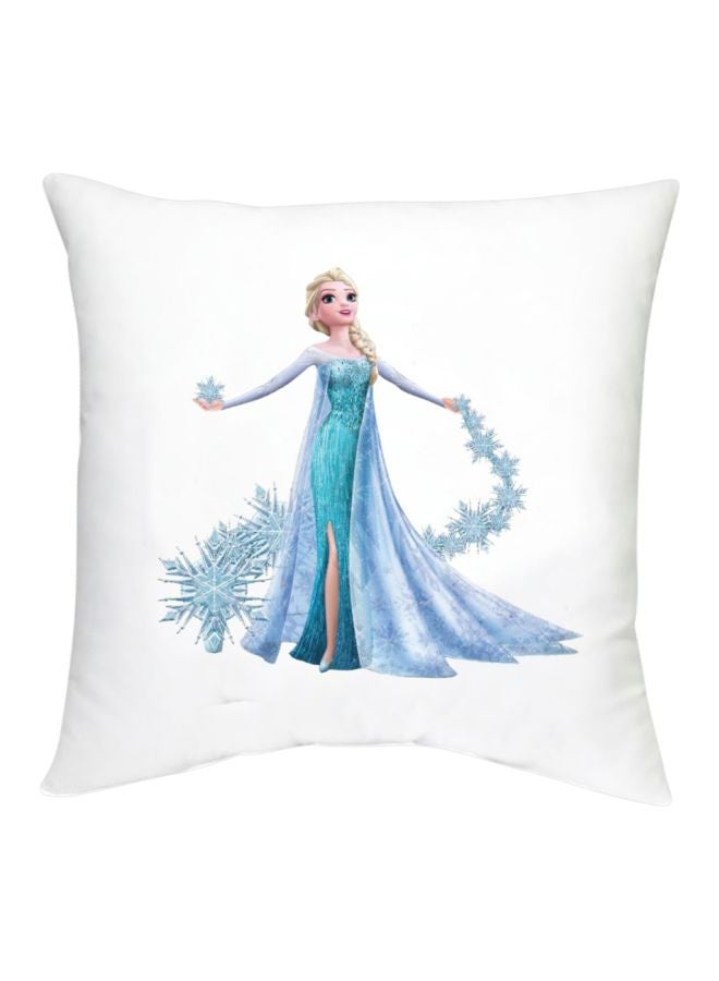 وسادة ديكور بطبعة شخصية من فيلم Frozen أبيض/أزرق 16x16بوصة