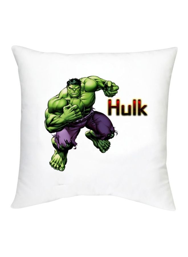Hulk Printed Decorative Cushion White/Purple/Green 16x16inch