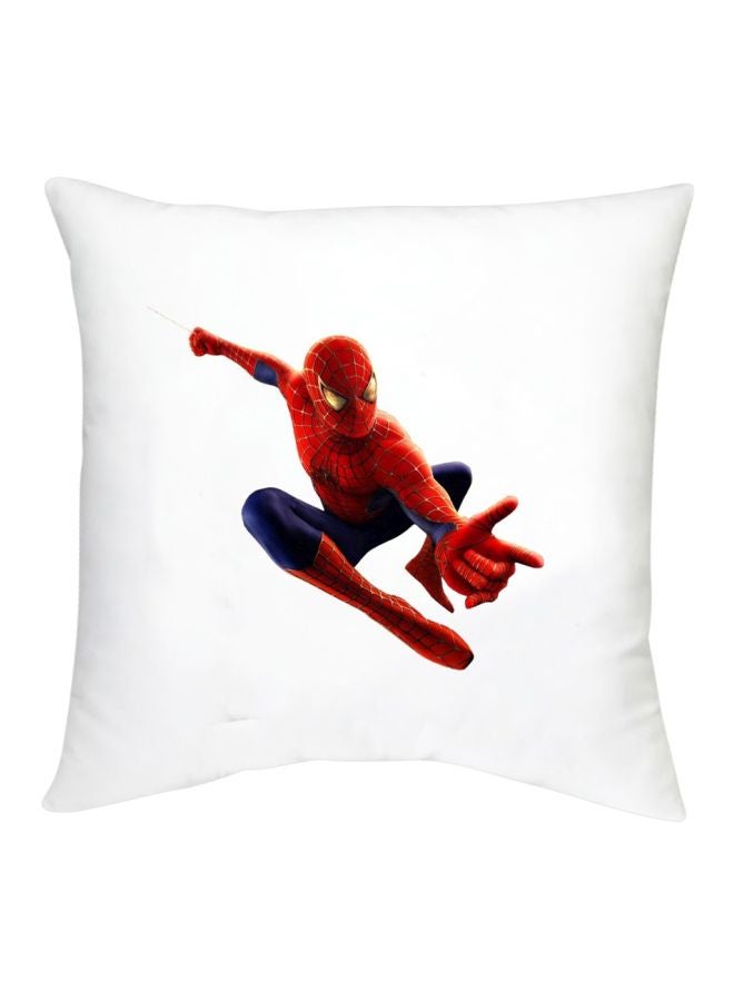 Spider Man Printed Decorative Cushion White/Blue/Red 16x16inch