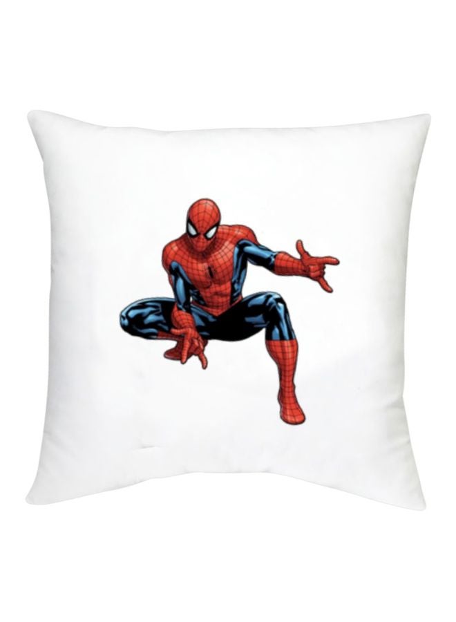 Spider Man Printed Decorative Cushion White/Blue/Red 16x16inch 