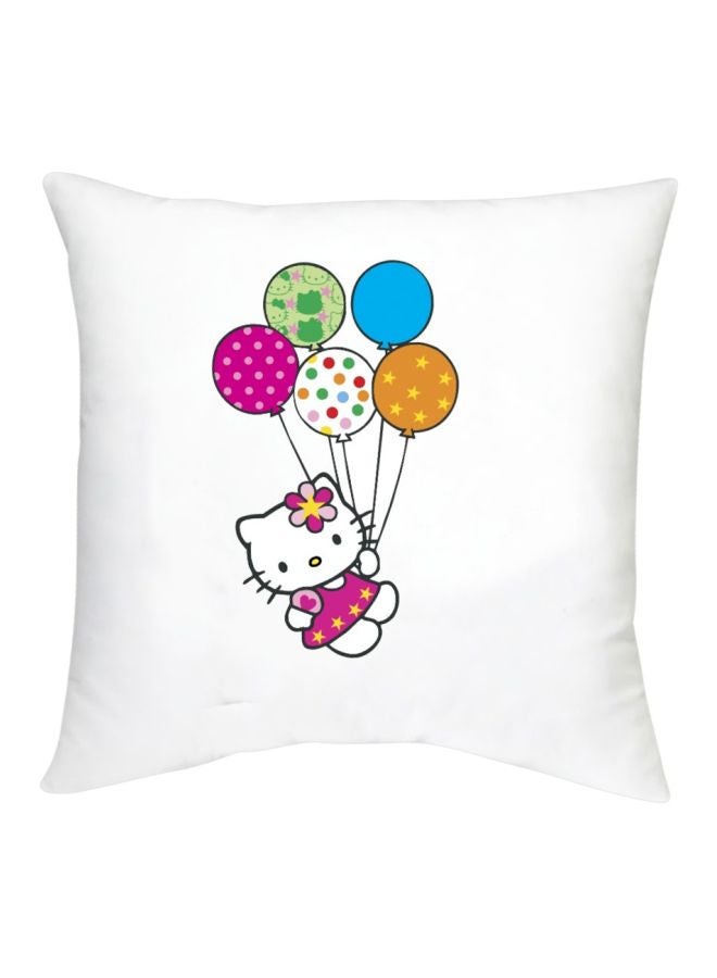 Hello Kitty Printed Decorative Cushion White/Pink/Green 16x16inch