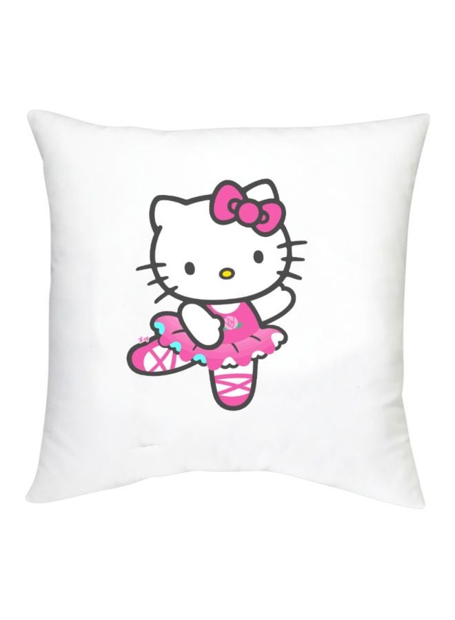 Hello Kitty Printed Decorative Cushion White/Pink/Black 16x16inch