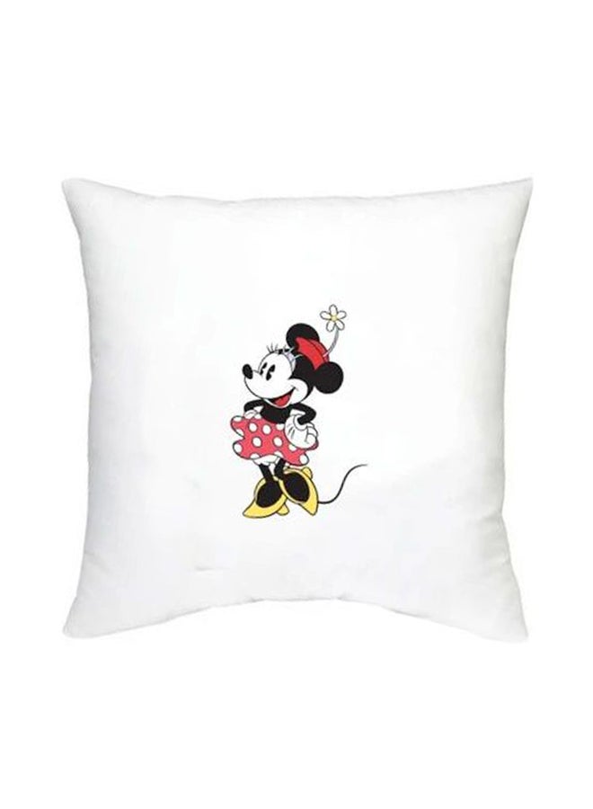 Minnie Mouse Printed Decorative Cushion White/Black/Pink 16x16inch