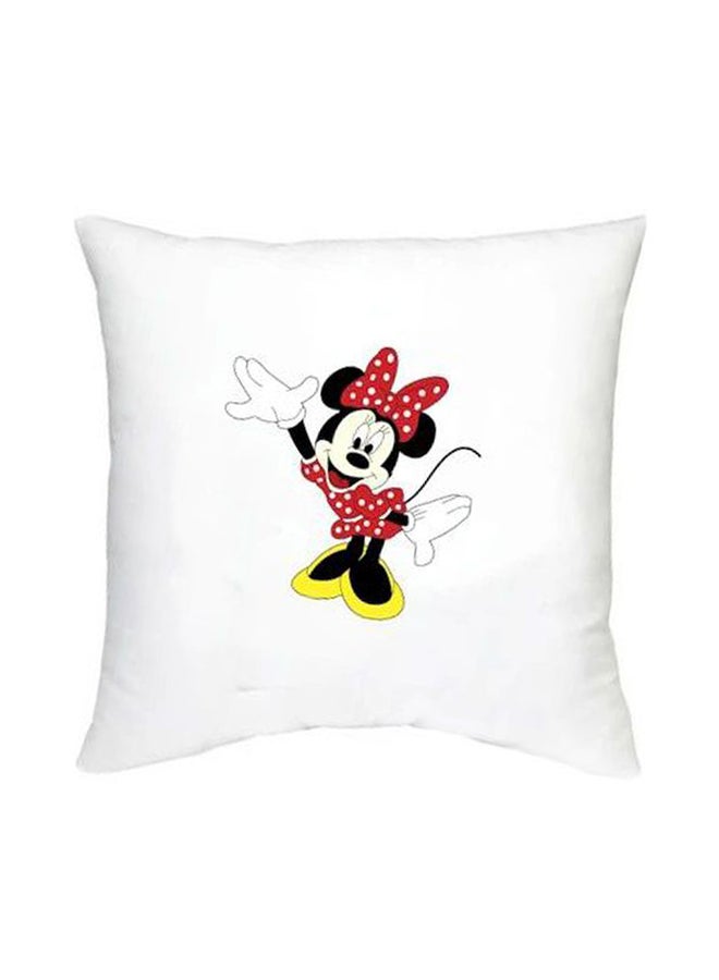 Minnie Mouse Printed Decorative Cushion White/Red/Black 16x16inch