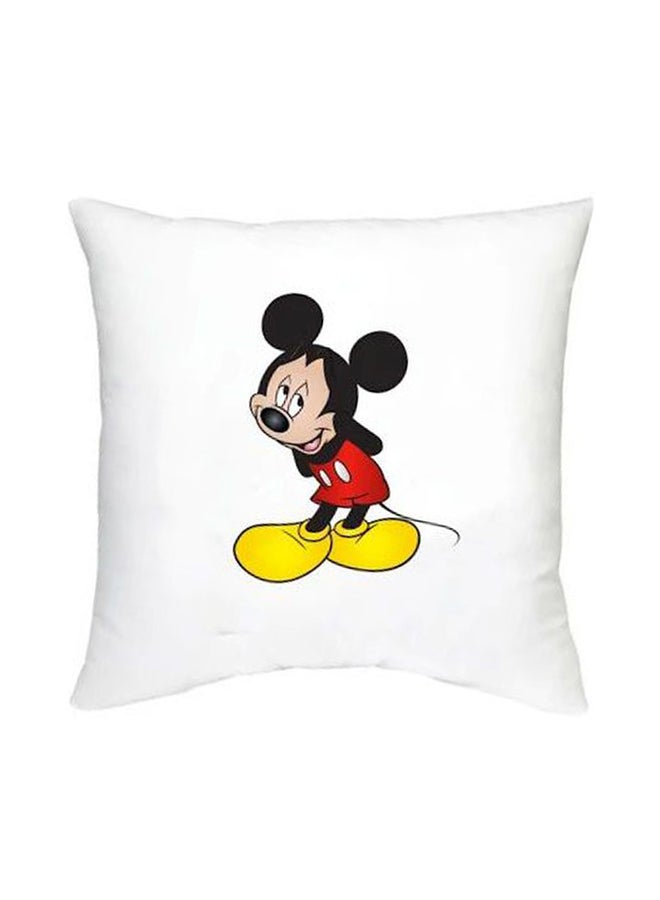 Mickey Mouse Printed Decorative Cushion White/Black/Red 16x16inch
