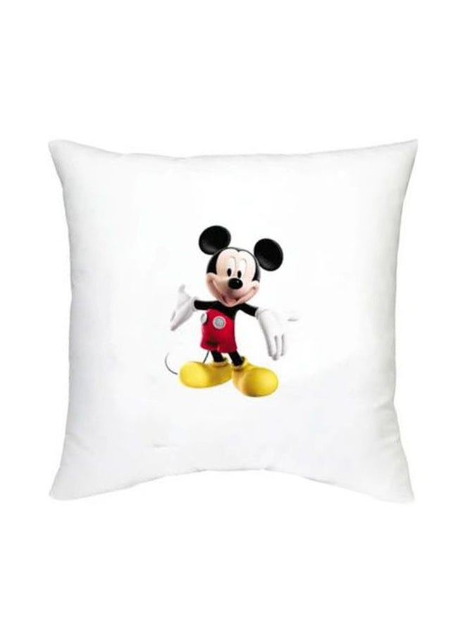 Mickey Mouse Printed Decorative Cushion White/Black/Red 16x16inch