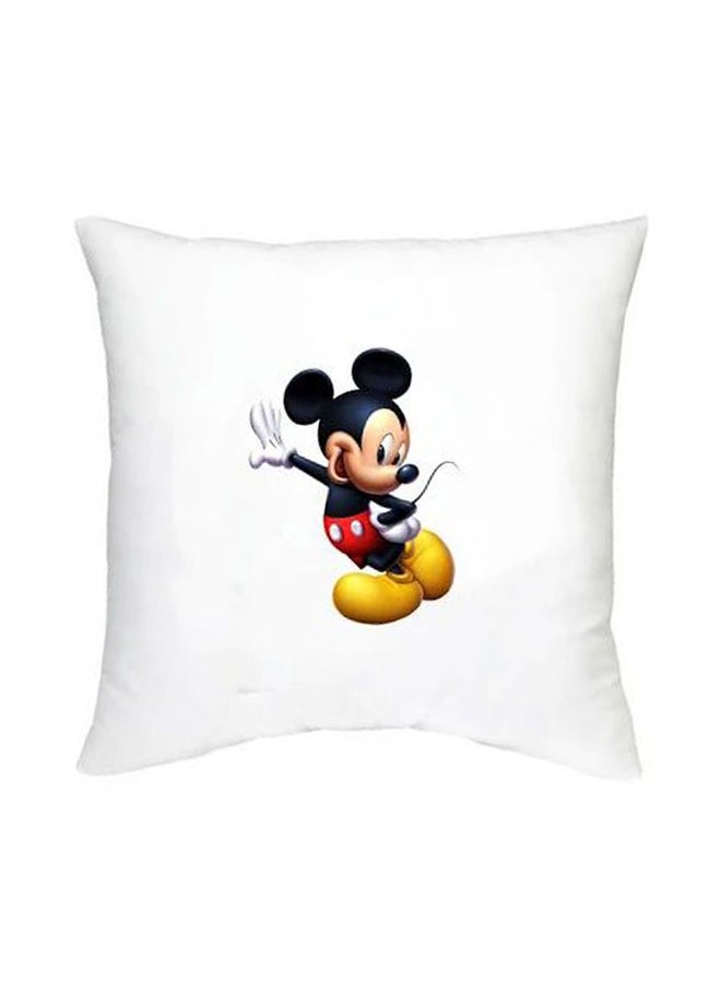 Mickey Mouse Printed Decorative Cushion White/Black/Yellow 16x16inch