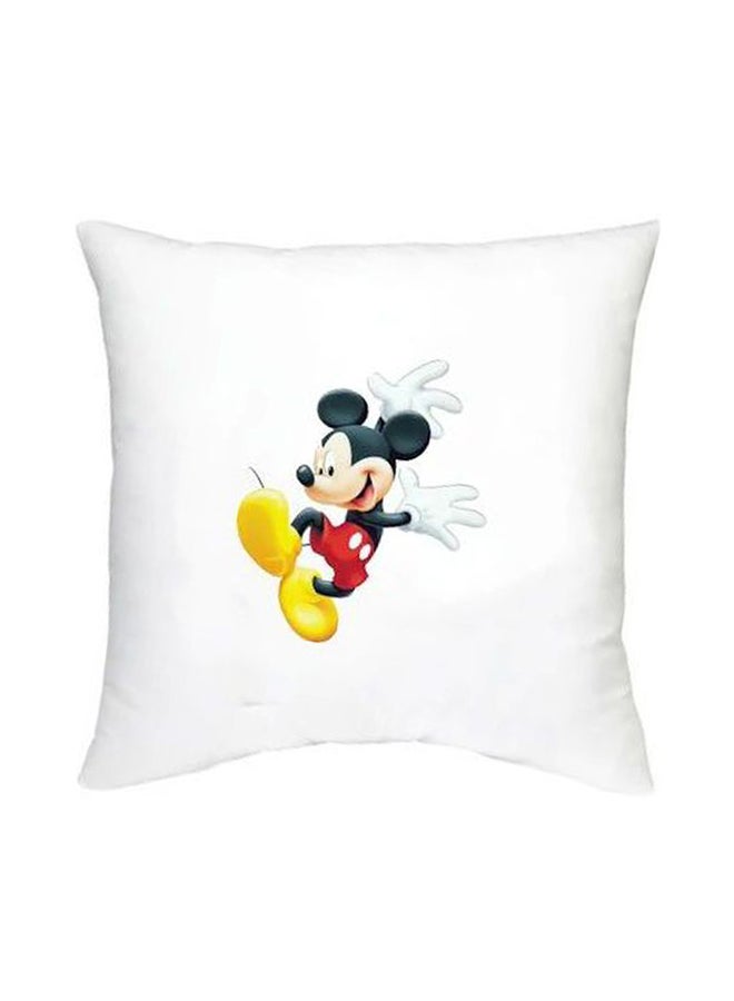 Mickey Mouse Printed Decorative Cushion White/Black/Red 16x16inch