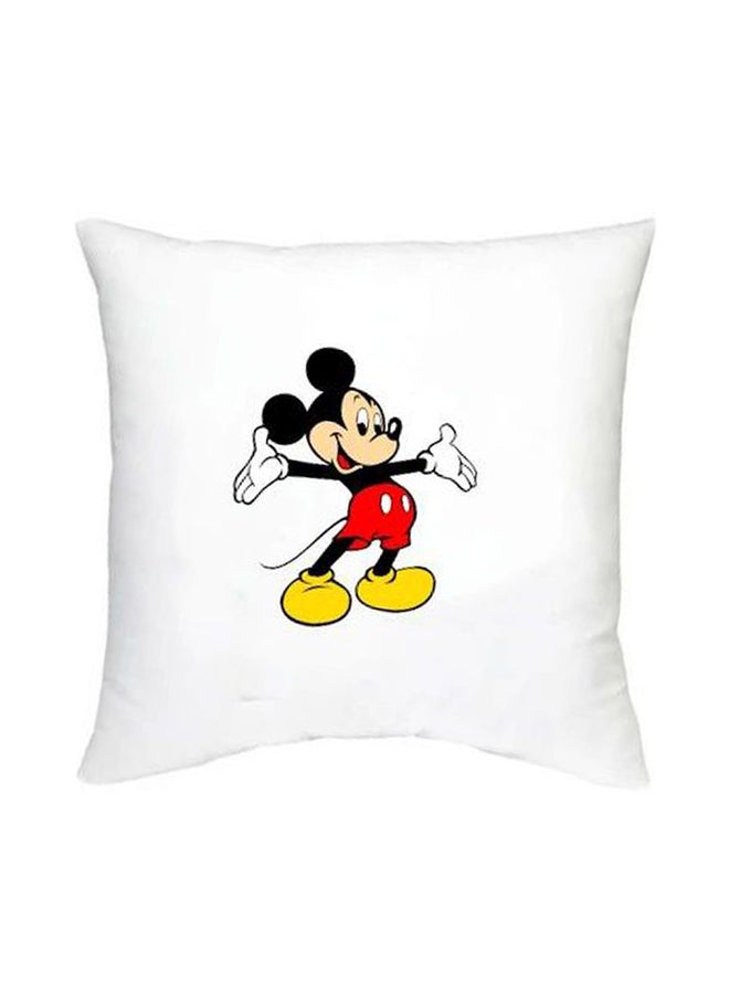 Mickey Mouse Printed Decorative Cushion White/Black/Yellow 16x16inch