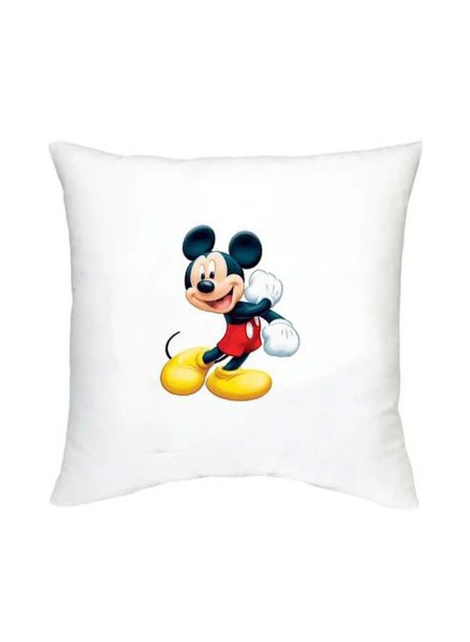 Mickey Mouse Printed Decorative Cushion White/Black/Yellow 16x16inch