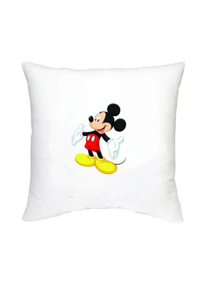 Mickey Mouse Printed Decorative Cushion White/Black/Yellow 16x16inch