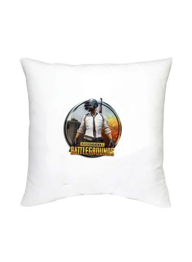 وسادة للزينة بطبعة لعبة PUBG أبيض/أصفر/أسود 16x16بوصة