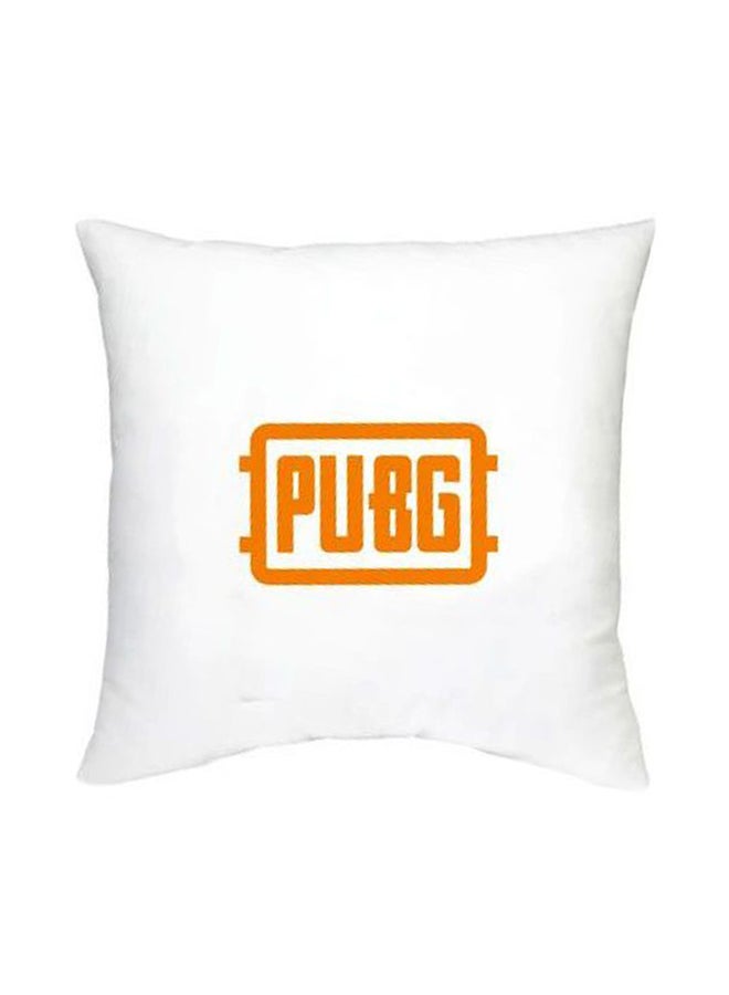 Pubg Printed Decorative Cushion White/Orange 16x16inch