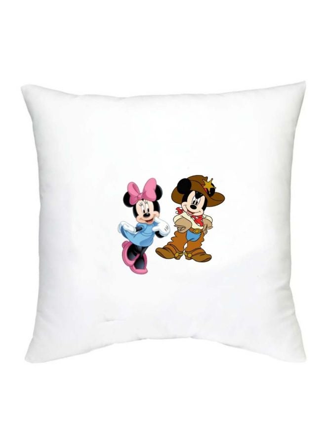 Mickey Mouse Printed Decorative Cushion White/Black/Pink 16x16inch